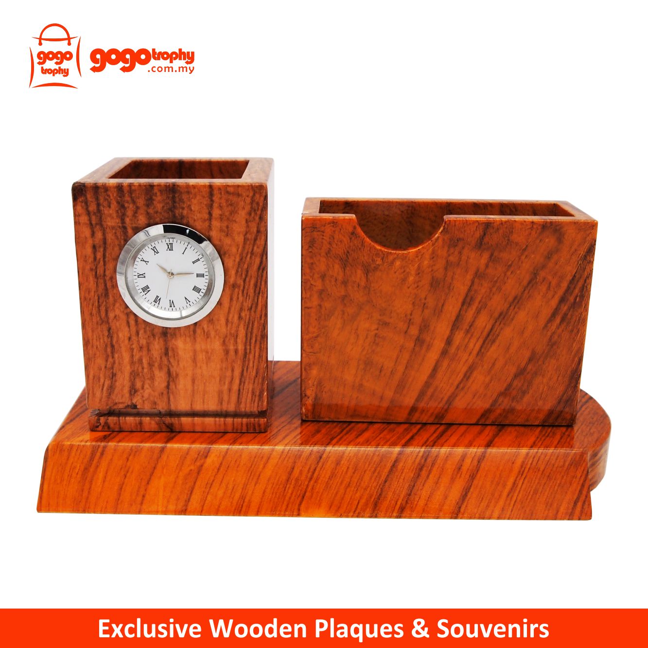 7210 Exclusive Wooden Penholder with Clock (without Pen)